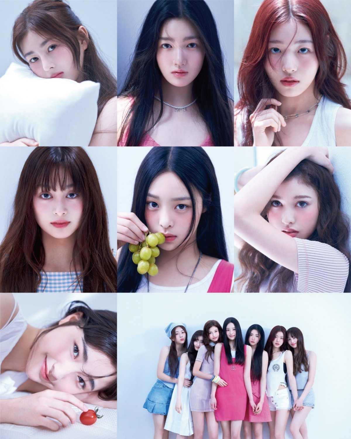 AtHeart members pose in pastel outfits for 'Good Girl' mood photo