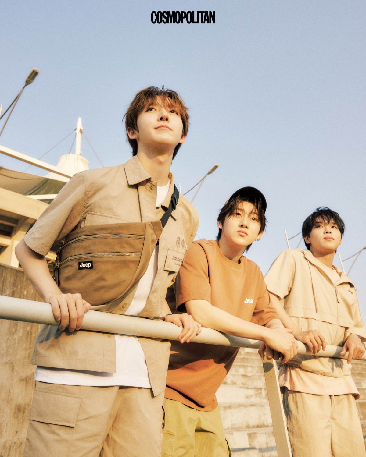 Kickflip group photo for Cosmopolitan June issue, showcasing bright vintage fashion.