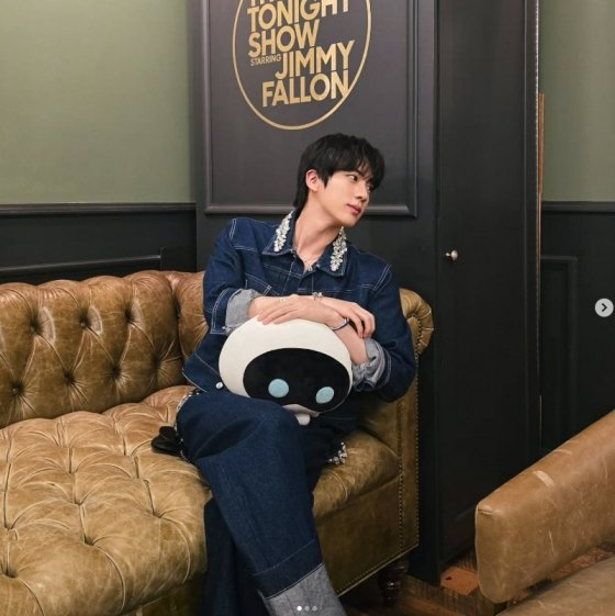 BTS Jin backstage at Jimmy Fallon Show