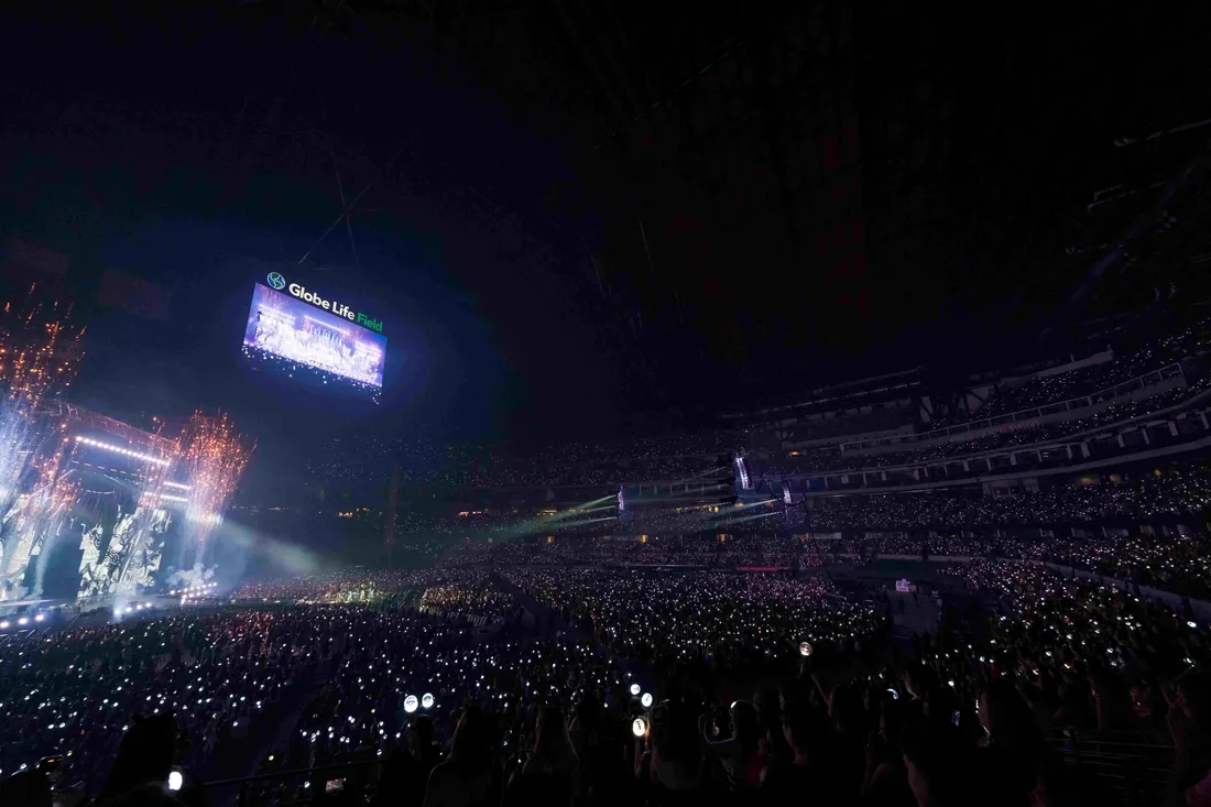 Stray Kids perform at Globe Life Field, making history with two consecutive concerts. Photo courtesy of JYP Entertainment.
