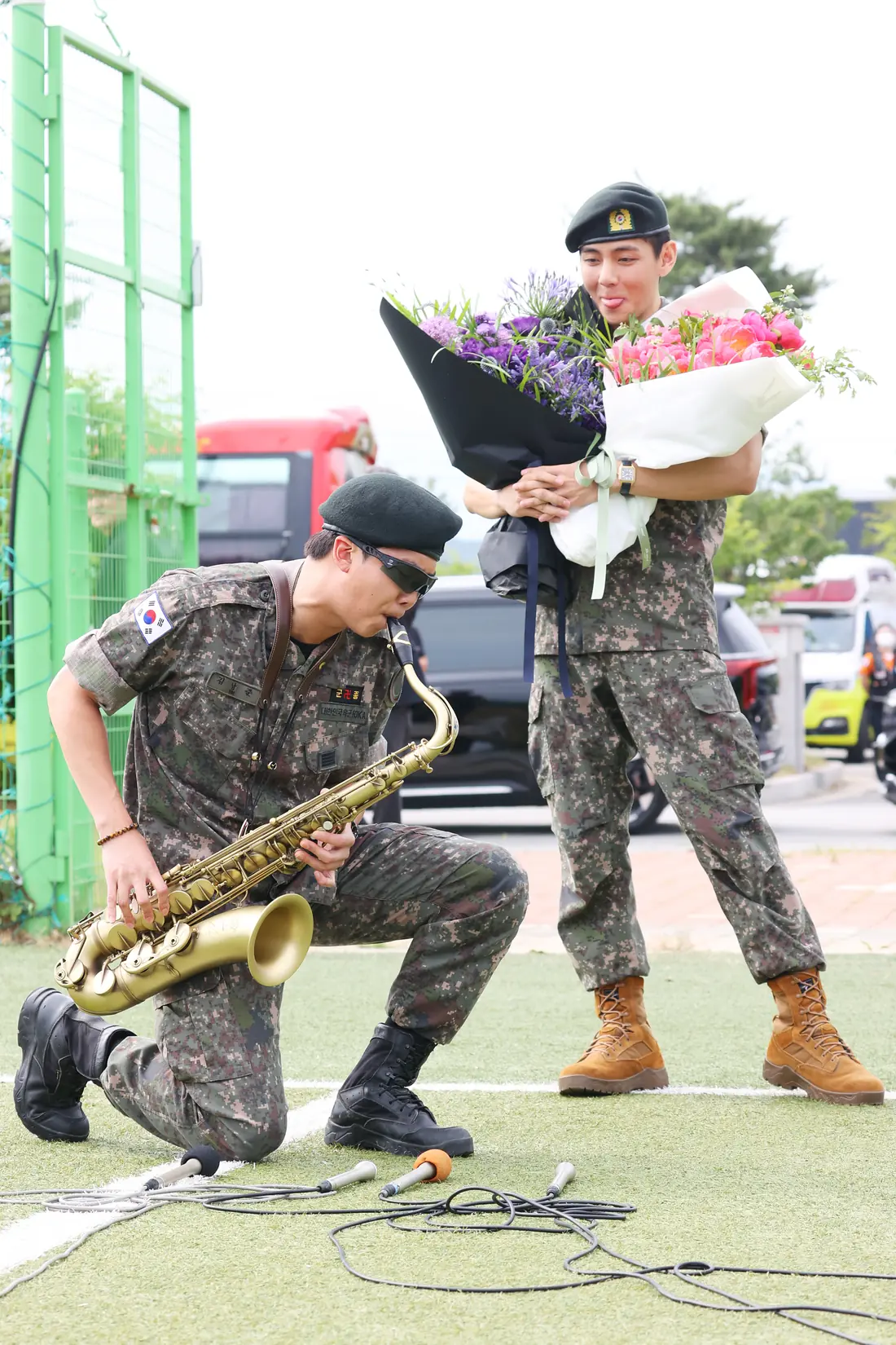 BTS RM plays saxophone at discharge ceremony